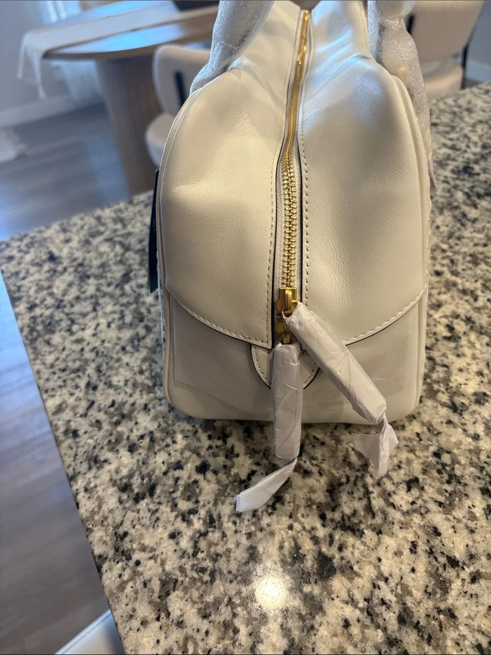 Polo by Ralph Lauren White Laser-Cut Satchel with Gold Charm
